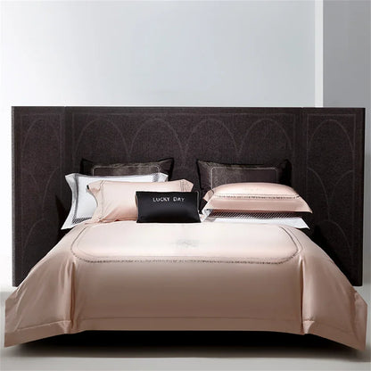 Decorbites™ Baumwoll-Satin-Jacquard-Stickerei-Bettwäsche-Set mit elastischem Spannbettlaken & Daunendeckelbezug
