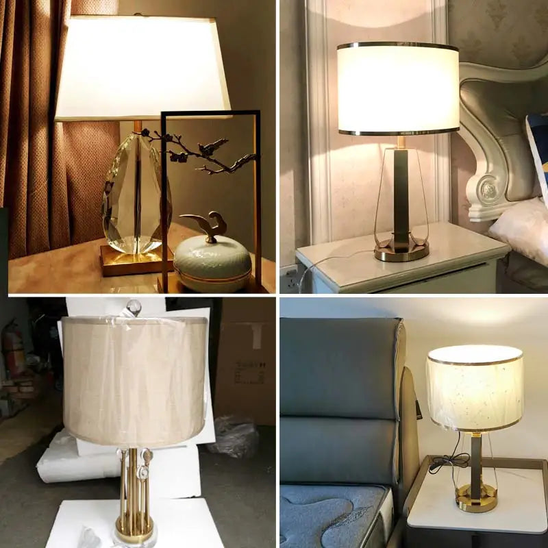 Decorbites™ Kristall-Nachttischlampe: Modernes nordisches Design, Stoff-Lampenschirm für Wohnzimmer & Schlafzimmer
