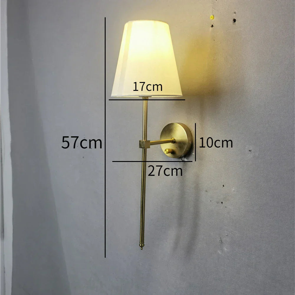 Decorbites™ Goldener Stoff-Lampenschirm-Wandleuchte für Schlafzimmer und Wohnzimmerbeleuchtung