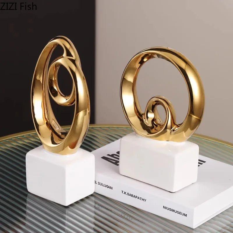 Gold Abstract Ceramic Sculpture