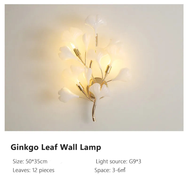 Gold Branch Chandelier With Porcelain Leaves