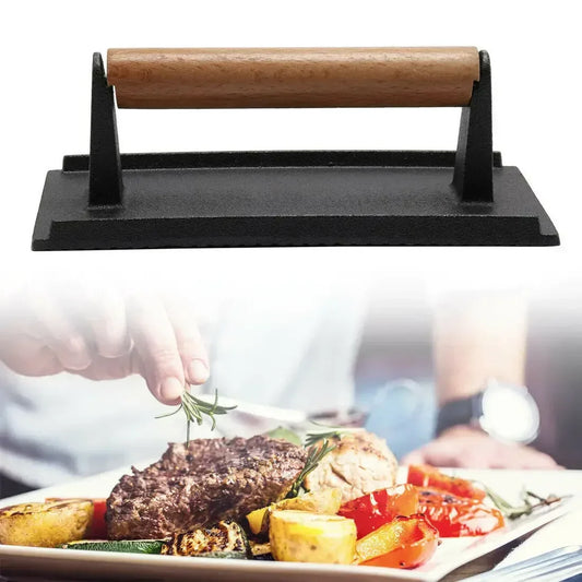 Decorbites™ Schweres gegossenes flaches Rinderfilet-Steak mit Gewicht und Holzgriff