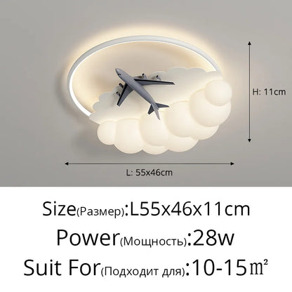 Decorbites™ Kinder Wolken-Flugzeug-Deckenleuchte: Moderner LED-Schlafzimmer-Leuchter für Jungen und Mädchen