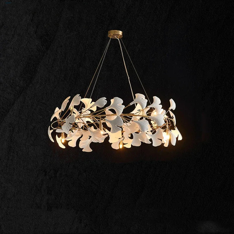 DecorBites™ Ginkgo Branch Ceramic Chandelier for Luxe Dining & Study Room