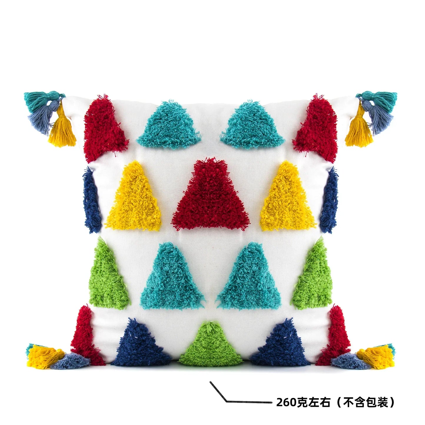 DecorBites™ Geometric Hand-Embroidered Tassel Pillowcase