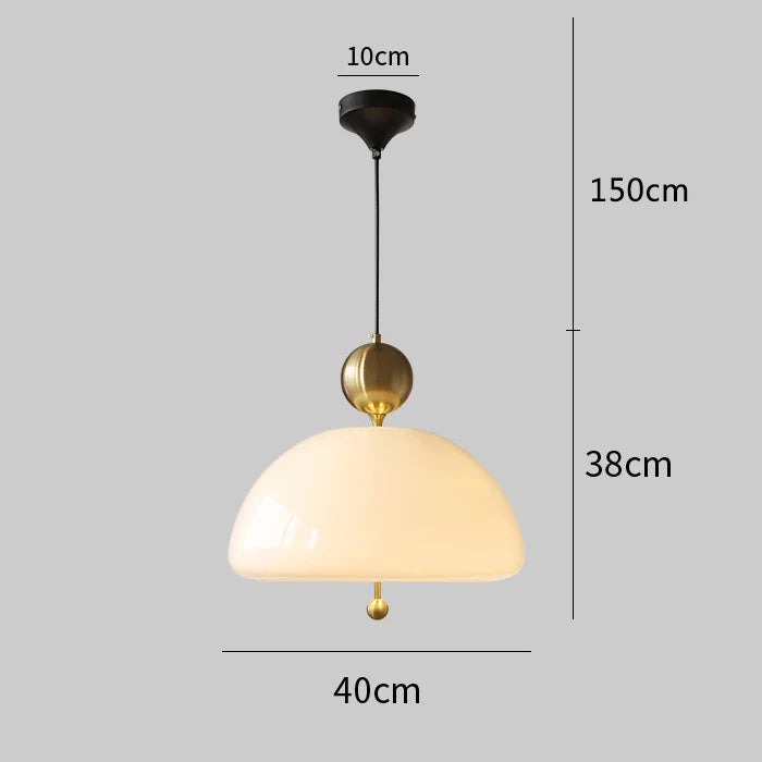 DecorBites™ Cream Glass Retro Pendant Light for Living Room, Bedroom, and Tea Room