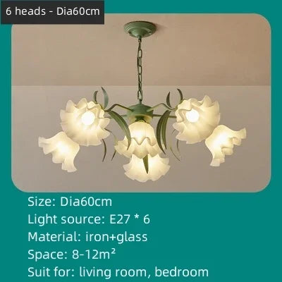 Decorbites™ Grüne Blume Deckenleuchter: Elegante Eisenkunst-Pendelleuchte für Wohnzimmer, Schlafzimmer, Villa