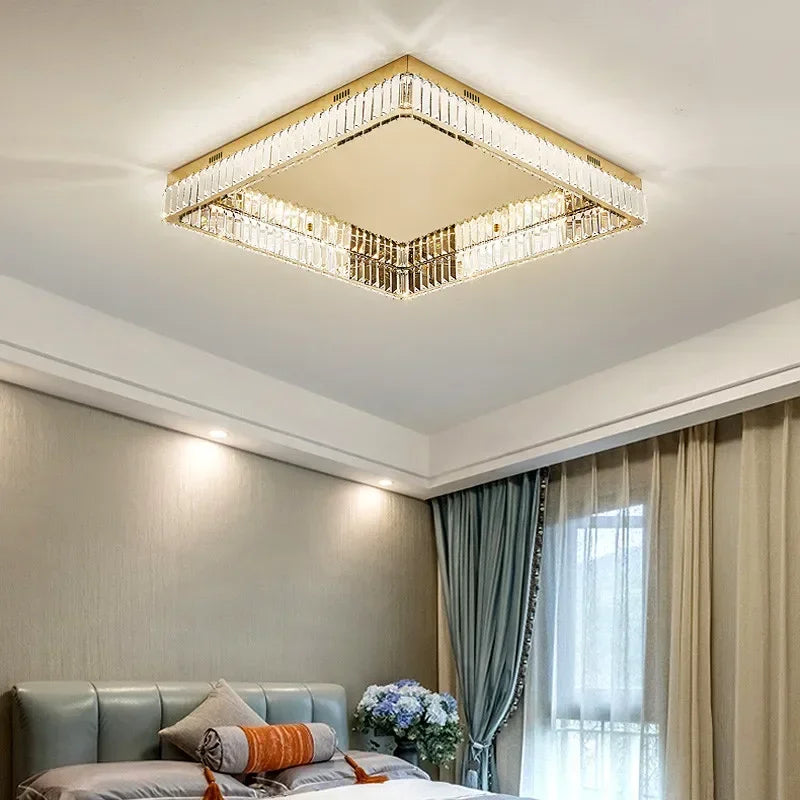 Decorbites™ Kristall-LED dimmbare Deckenleuchten: Moderne quadratische Stahlarmatur für das Wohnzimmer