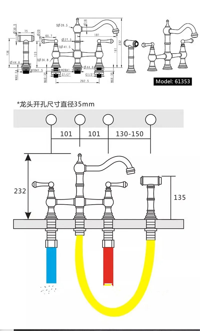 Gold Hand Shower Kitchen Faucet