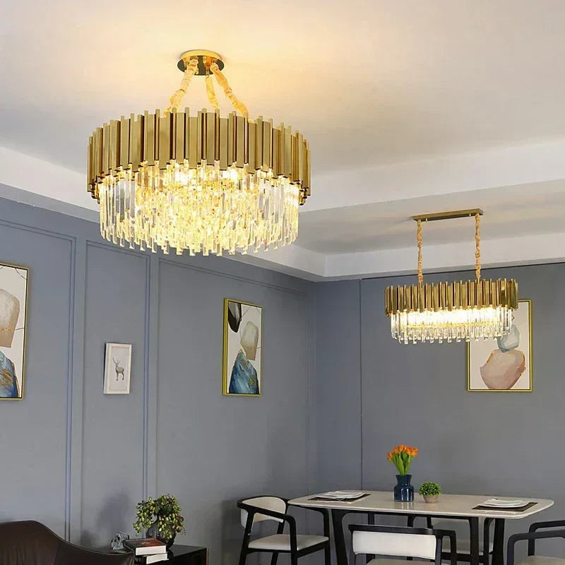 Decorbites™ Golden Luxury Kronleuchter: Elegante Kristall-Deckenleuchte für Hotel-Wohnzimmer