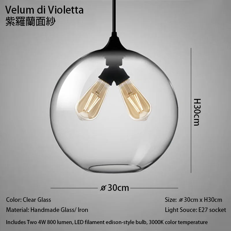 Handmade Glass Nordic Pendant Light With Chrome Finish