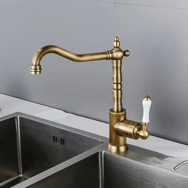 Decorbites™ Gold Schwarz Messing Badezimmer Küchenarmatur – Waschbeckenmischer für heißes und kaltes Wasser