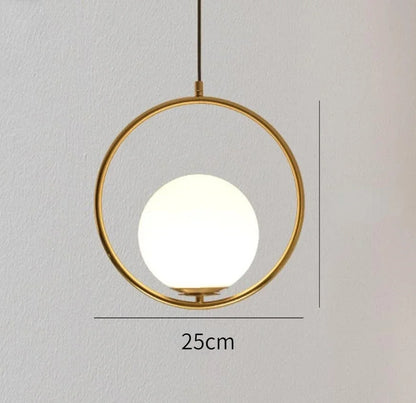Decorbites™ Goldener Ring-Glasball-Hängeleuchte für Schlafzimmer und Wohnzimmer.
