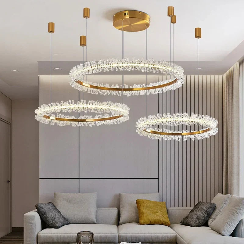 Gold Crystal Ring Chandelier Dia90cm Living Room