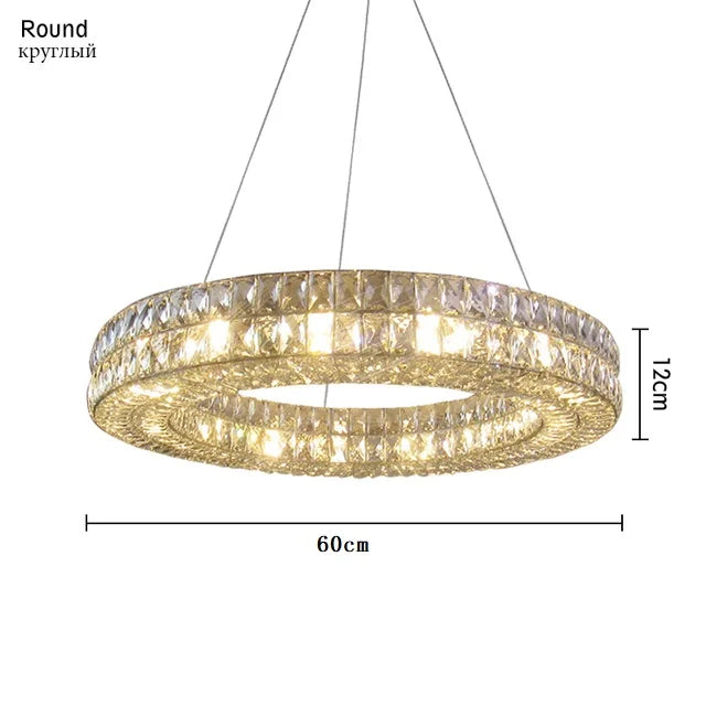 Gold Crystal Ring Chandelier Long L110cm