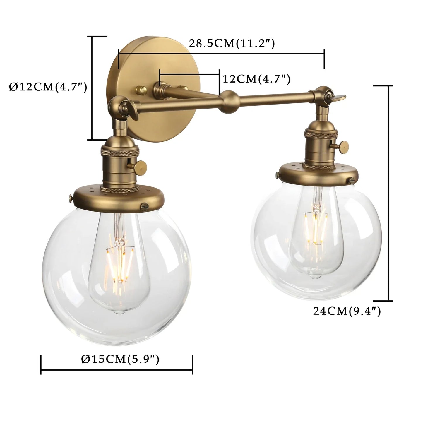 Decorbites™ Doppelt-Kugelkopf-Globus-Glas-Wandleuchte, moderne vintage Innenbeleuchtung