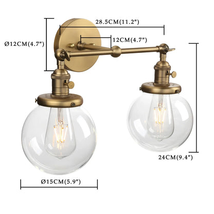 Decorbites™ Doppelt-Kugelkopf-Globus-Glas-Wandleuchte, moderne vintage Innenbeleuchtung
