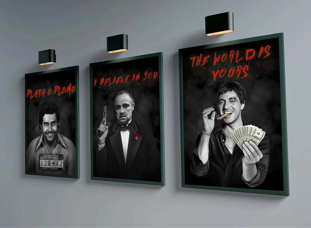 Movie Mafia Boss Legendary Figure Poster Canvas Print Art Mafia Portrait Canvas Painting Scarface Escobar Godfather Wall Decor