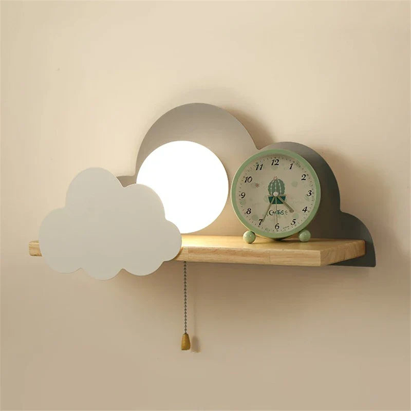 Decorbites™ Wolkenmond-Wandleuchte mit Zugschalter, Cartoon-Stil für moderne Heimdekoration
