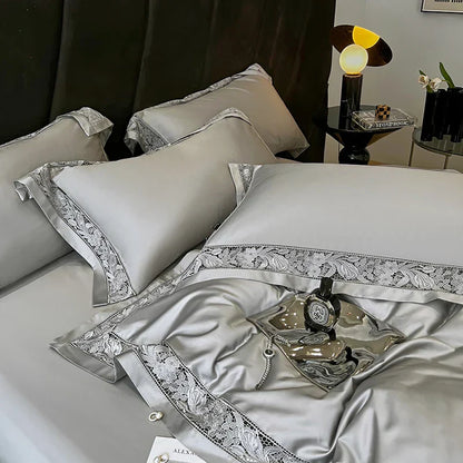 Decorbites™ Luxe 1500TC Ägyptische Baumwolle Spitzenweiter Bettwäsche-Set: Bettbezug, Laken, Kissenbezüge