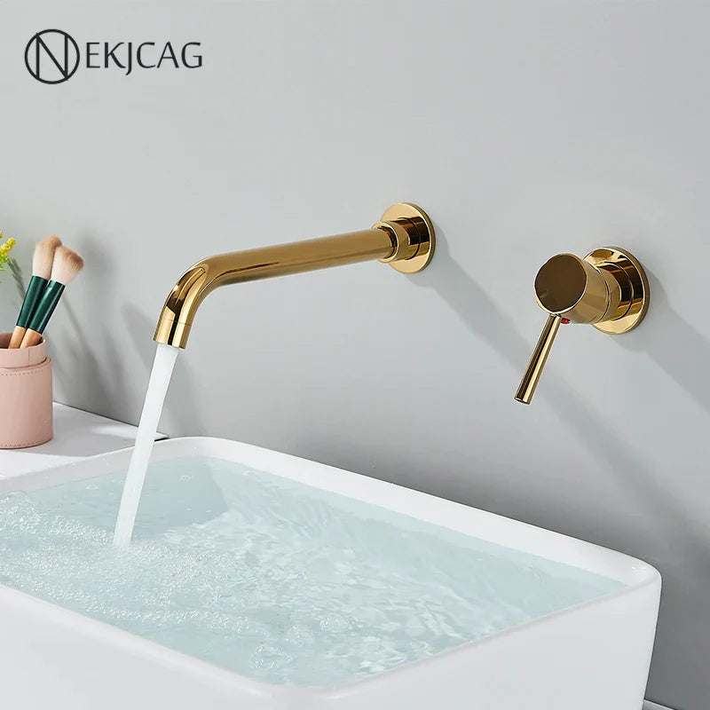 DecorBites™ Gold Basin Faucet: Single Handle, Hot & Cold Water, Matte Black Finish