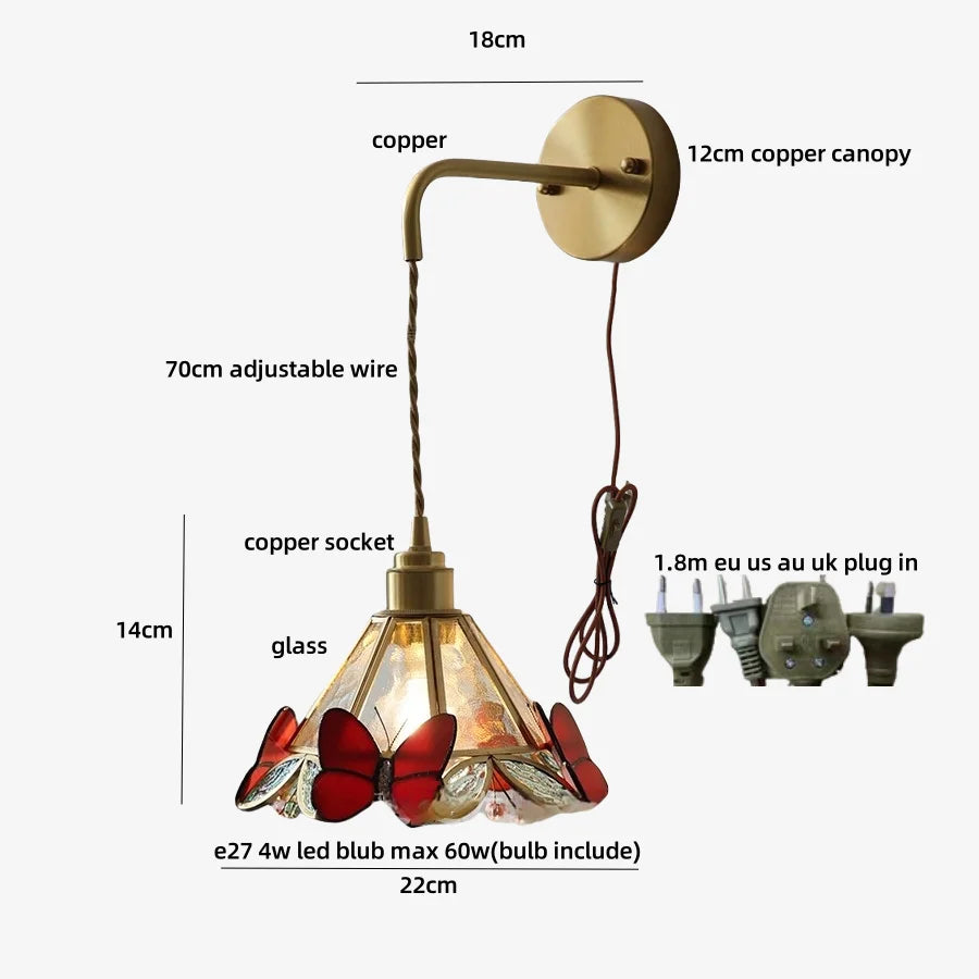 Glass Butterfly Wall Sconce
