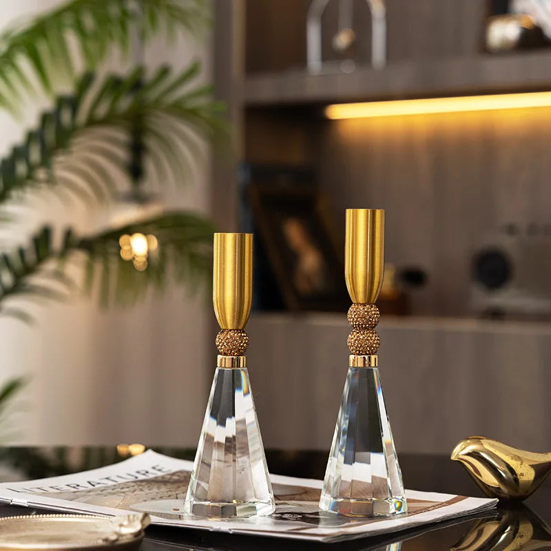 DecorBites™ Crystal Candle Holder Set for Romantic Dinner Table Decor