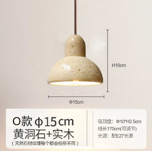 Decorbites™ Japanisches Holzturm-Stein-Hängeleuchte, Wabi-Sabi-Stil Gelber Hohlstein-Lampe