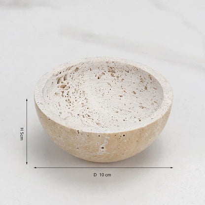 DecorBites™ Beige Travertine Marble 9-Hole Sphere Incense Burner Burner Wood Plate Holder