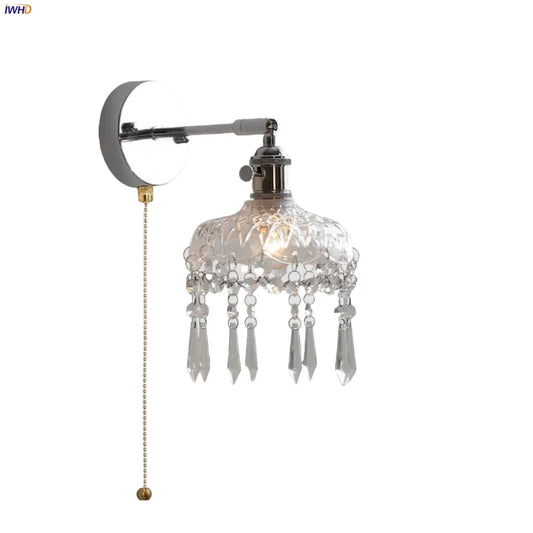 Decorbites™ Kristall-Eisen-LED-Wandleuchte Moderne Nachttischlampe Klarglas Wandlampe