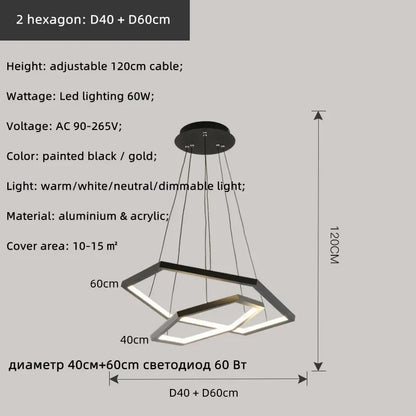 Decorbites™ Sechseckige Aluminium LED Hängelampe dimmbar minimalistischer Kronleuchter für Wohnzimmer Schlafzimmer