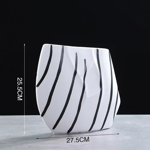 Decorbites™ Elegante gestreifte Keramikvase für TV-Schrank Handwerk Hydroponik Heimdekoration Geschenk