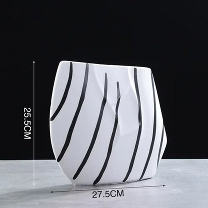 Decorbites™ Elegante gestreifte Keramikvase für TV-Schrank Handwerk Hydroponik Heimdekoration Geschenk