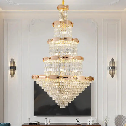 DecorBites™ Grand Hall Crystal Chandelier Spiral Staircase Post-Modern Light Luxury Lighting