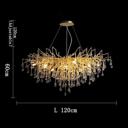 Decorbites™ Goldener Ast-Kristall-Lüster für modernes luxuriöses Wohnzimmer & Hotelfoyer-Dekor