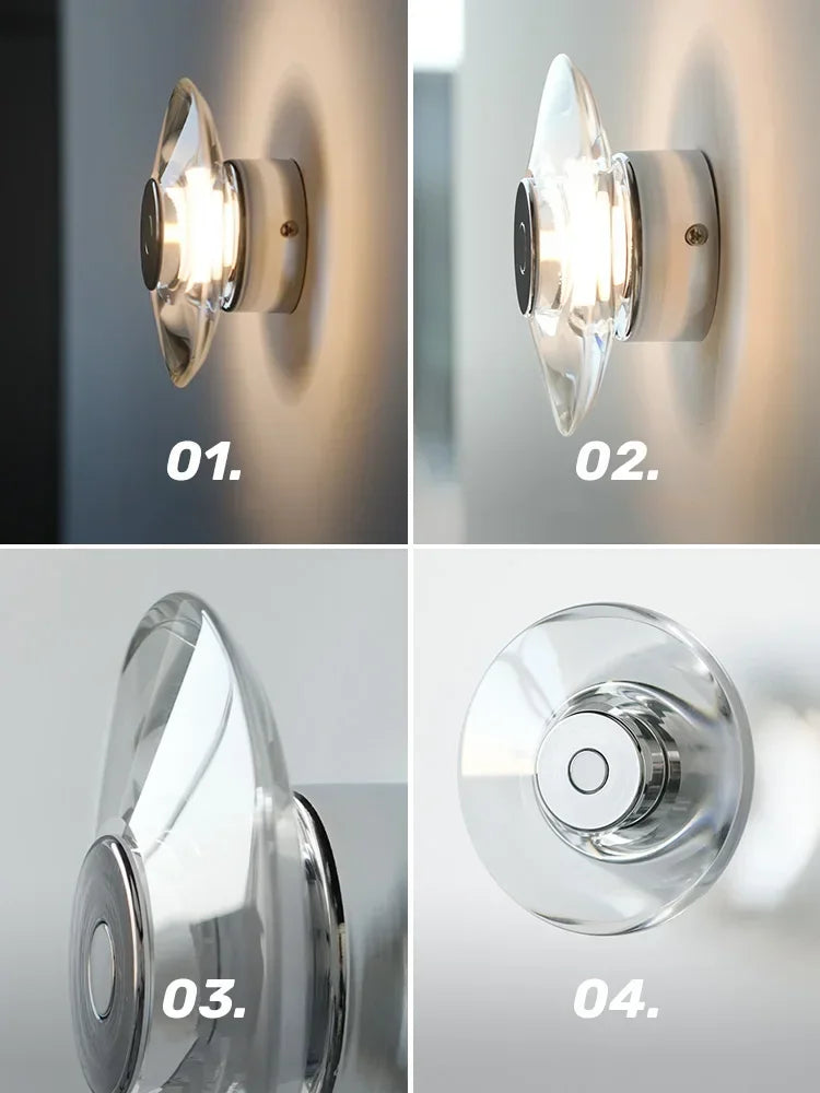 DecorBites™ Crystal Bedside Wall Lamp: Modern Minimalist Circular Design for Home