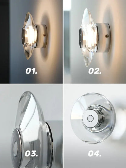DecorBites™ Crystal Bedside Wall Lamp: Modern Minimalist Circular Design for Home