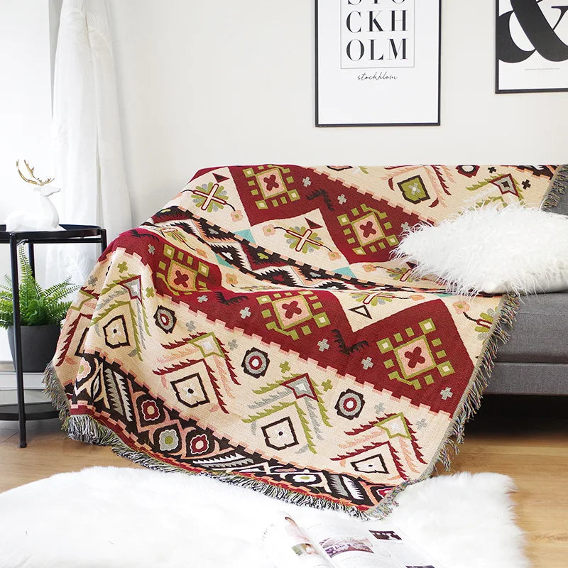 Decorbites™ Geo-Ethnisches Wurfdecken - Doppelseitige Boho-Sofabezug & Reiseteppich