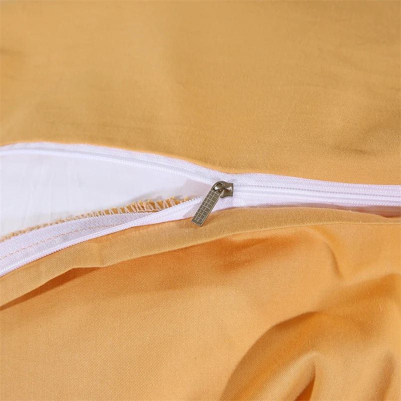 Decorbites™ Golden Jacquard-Baumwoll-Spitzen-Bettwäsche-Set – Seidig weiche Daunendecke, Spannbettlaken, Kissenbezug