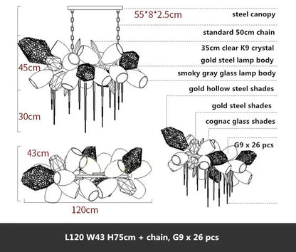 DecorBites™ Crystal Duplex Chandelier: Modern Artistic Living Room Lighting