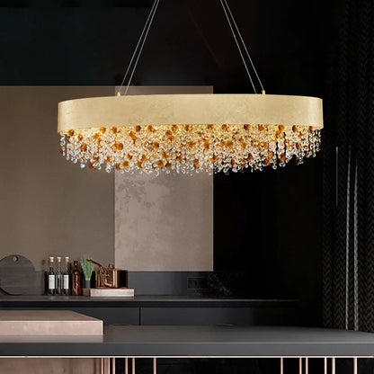 Decorbites™ Rundes Kristall-Leuchter-Pendant-Lampe für Wohnzimmer, Hotelfoyer, Kücheninsel