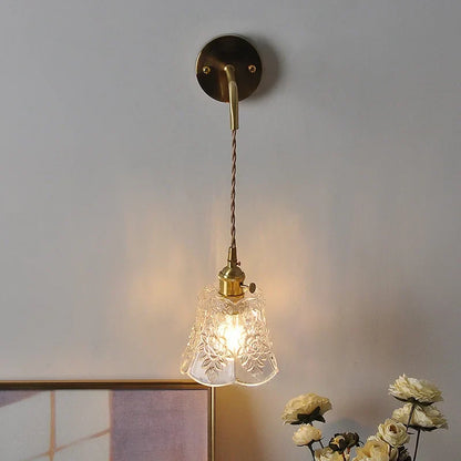 DecorBites™ Glass Clear LED Wall Light Fixture, Modern Copper Wall Lamp