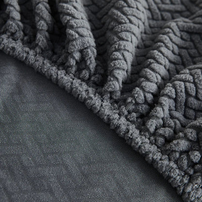 Decorbites™ Jacquard-Sofabezug | Dehnbares Fleece-Schutzbezug für dicke Couch | Einfarbiger Bezug