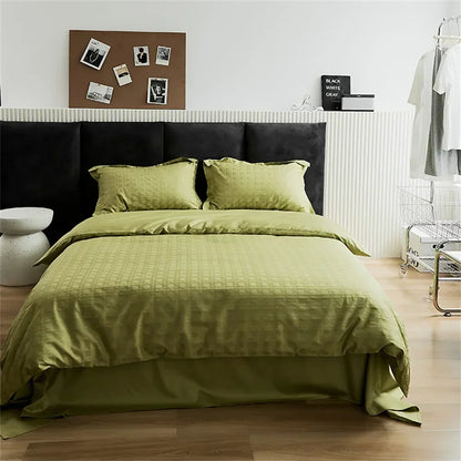Decorbites™ Graue Linien Streifen Bettbezug-Set Baumwolle Satin Jacquard Queen King Größe