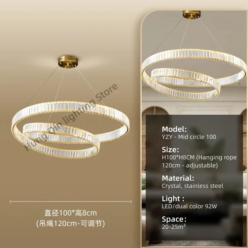 DecorBites™ Crystal LED Pendant Light Chandelier for Bedroom Living Room - Adjustable Ceiling Lamp