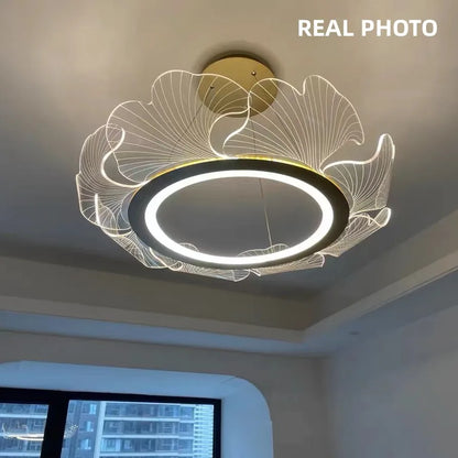 DecorBites™ Ginkgo Gold Acrylic LED Pendant Light - Modern Minimalism Chandelier