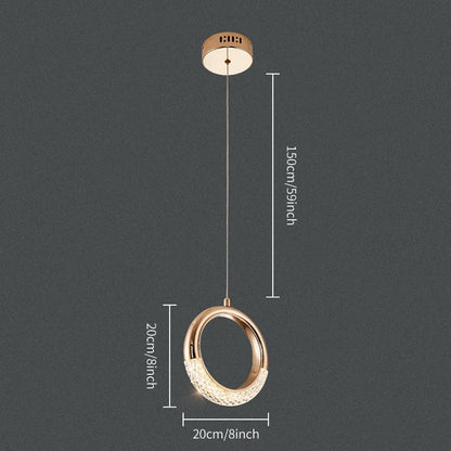 Decorbites™ Kristall-Oval-Goldring-Anhänger-Lampe-Kronleuchter für Wohnzimmer & Schlafzimmer