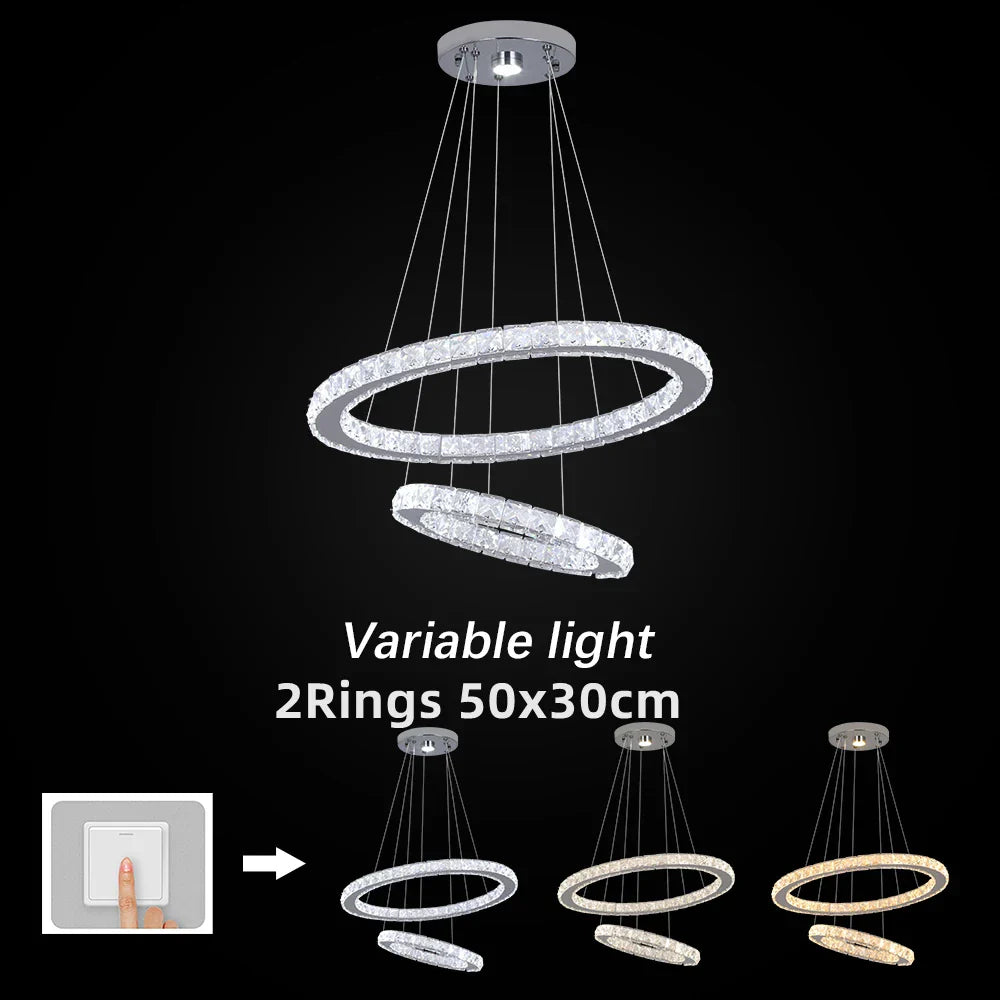 Decorbites™ Kristall-Chrom-LED-Hängeleuchter-Ringe für Wohnzimmer und Schlafzimmer