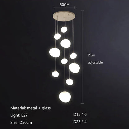 Decorbites™ Gregg Glass Hängeleuchte - Weiße LED-Kieselstein-Pendelleuchte für Villentreppen & Geschäfte