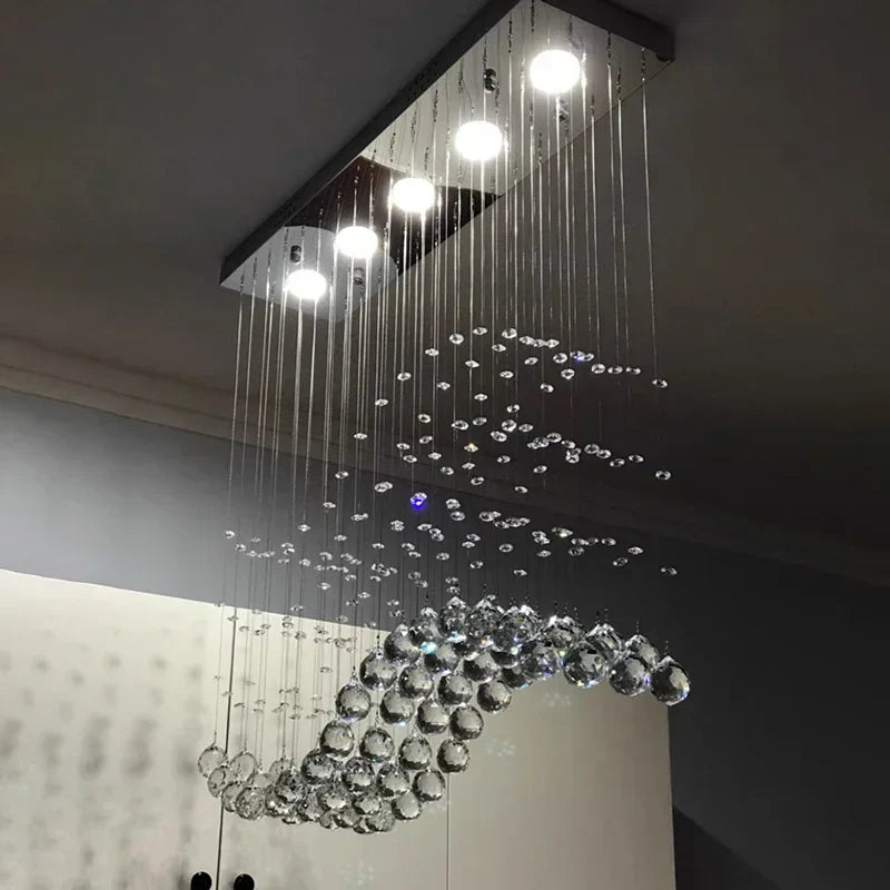 Decorbites™ Kristall-LED-Kronleuchter: Stilvolles rechteckiges Pendellicht für Zuhause, Büro und Café